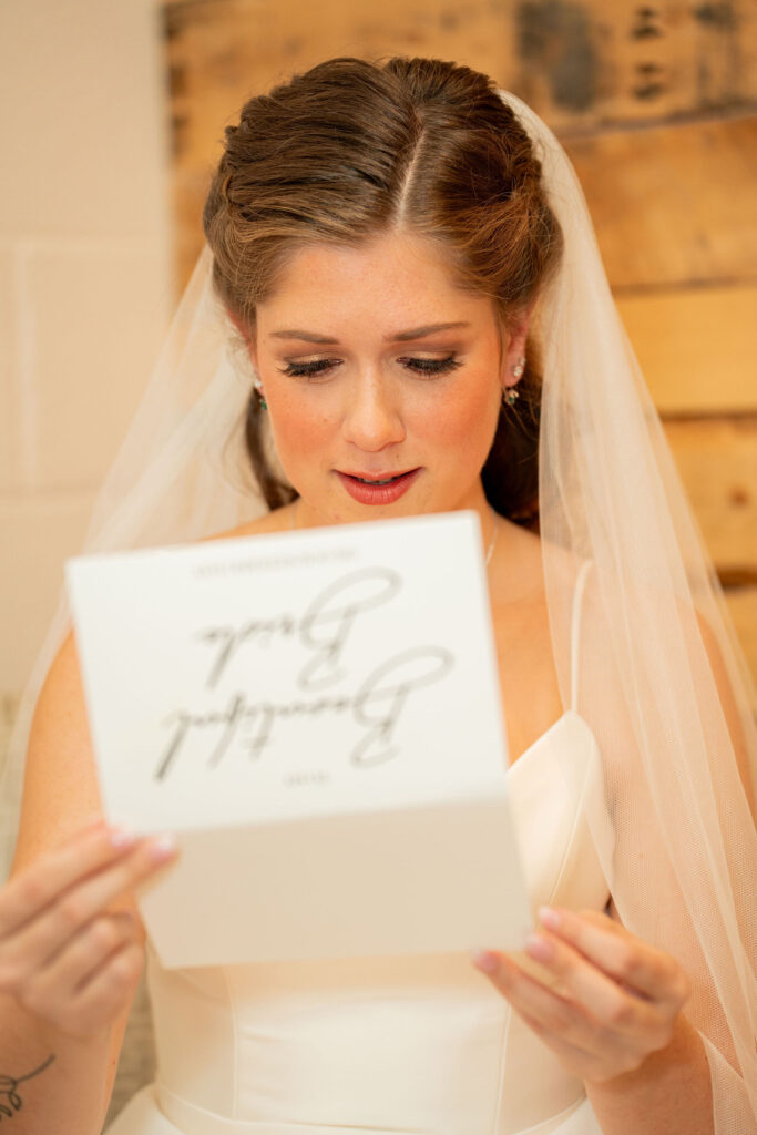 Bride reading letter