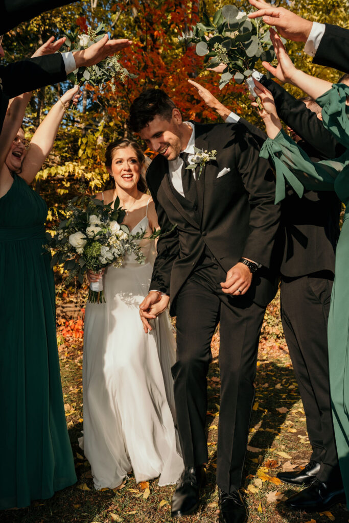 Couple with their wedding party