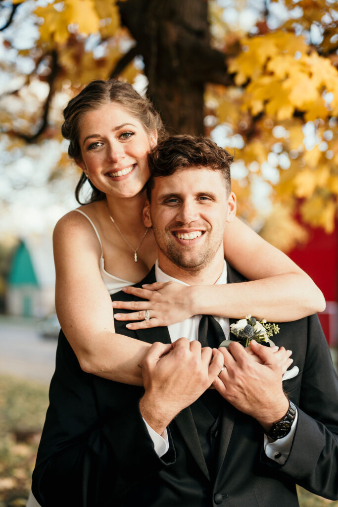 Bride and groom portrait in Baraboo, WI.