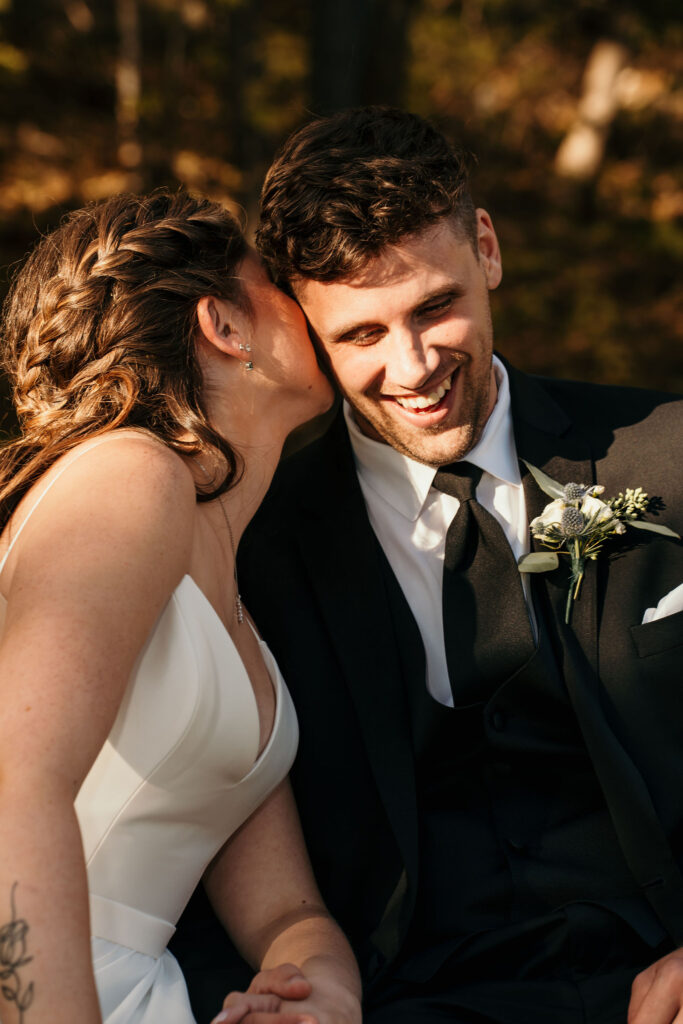 Candid wedding couple