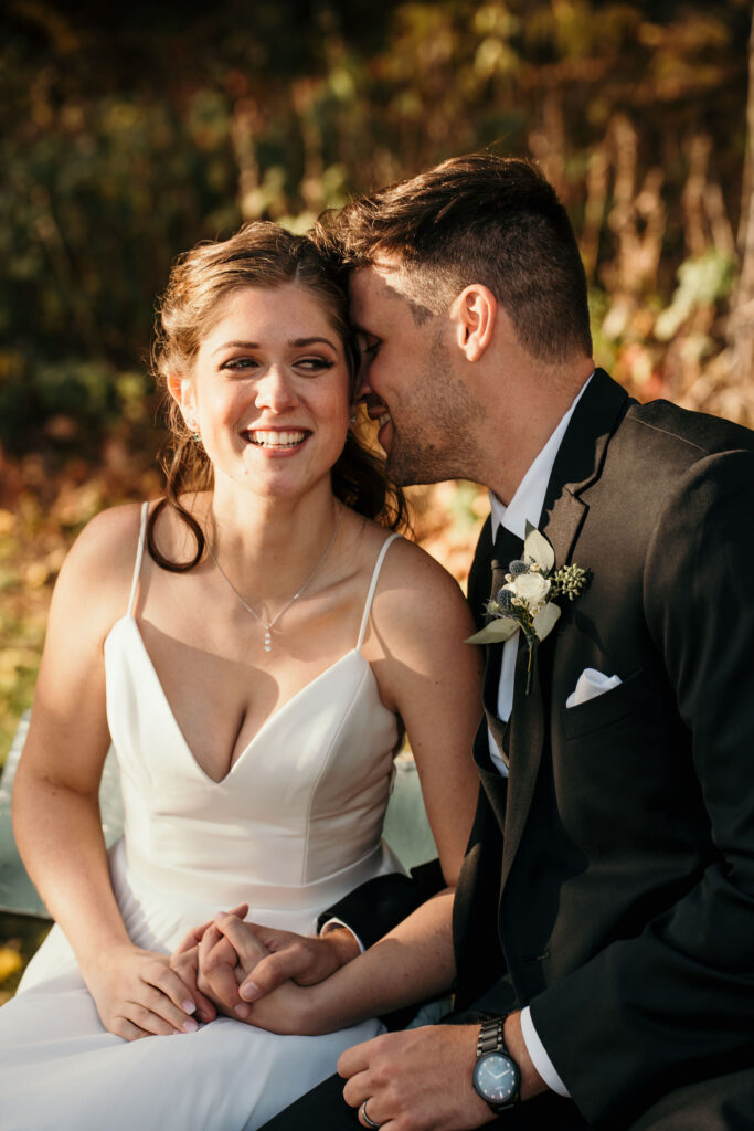Candid wedding couple